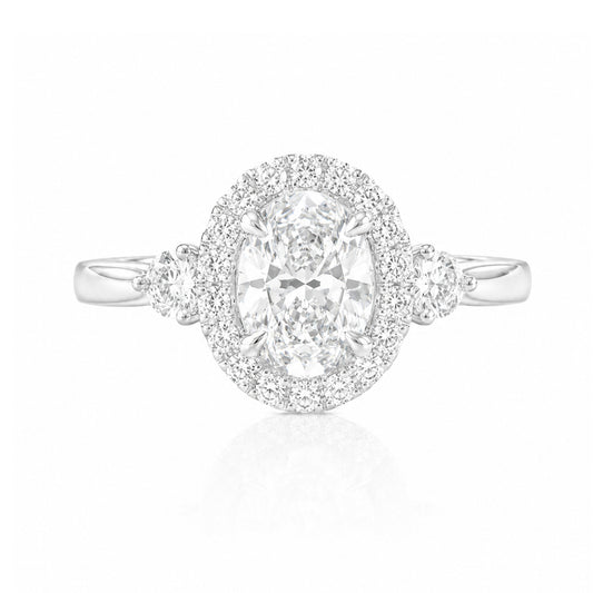天然ダイヤモンドリング 1.02ct Oval 18KWG 画像