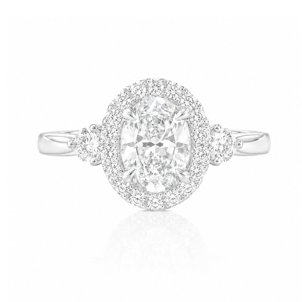 18KWG Colorless D Natural Diamond Ring 1.02ct Oval Cut
