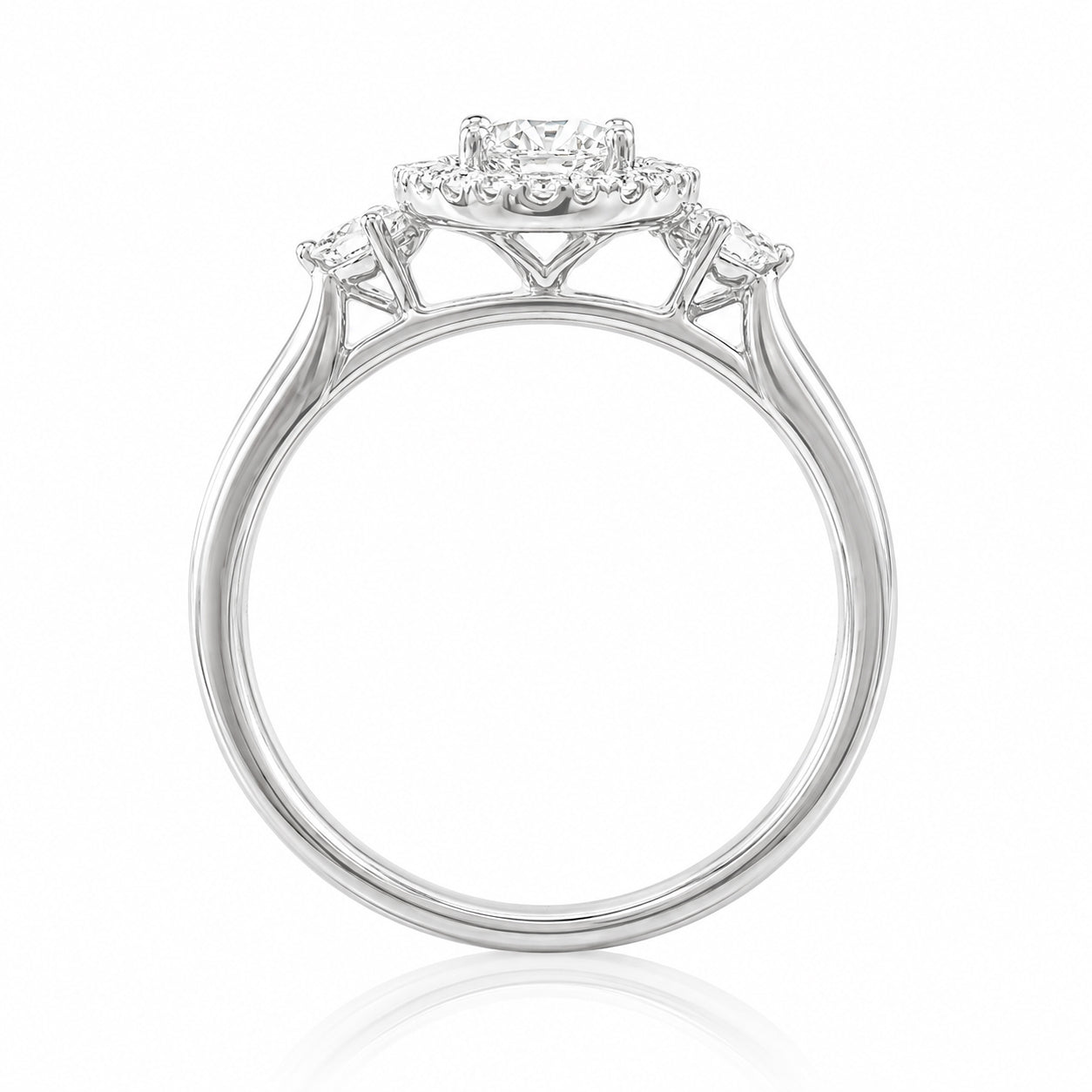 天然ダイヤモンドリング 1.02ct Oval 18KWG 横画像