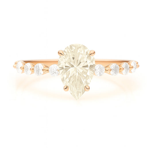 天然ダイヤモンドリング 1.036ct Faint Yellow SI2 Pear 画像