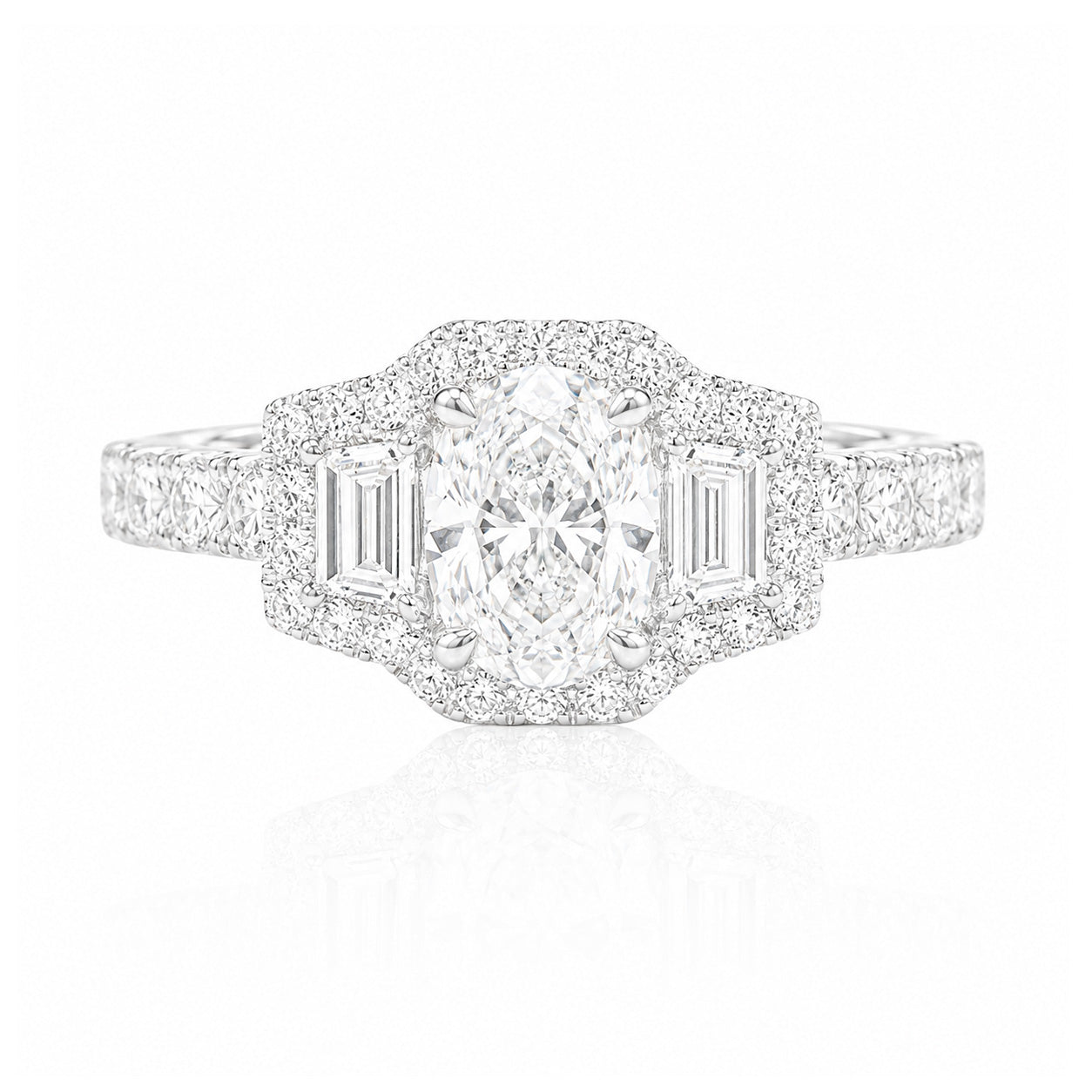 天然ダイヤモンドリング 1.041ct Oval 18KWG 画像