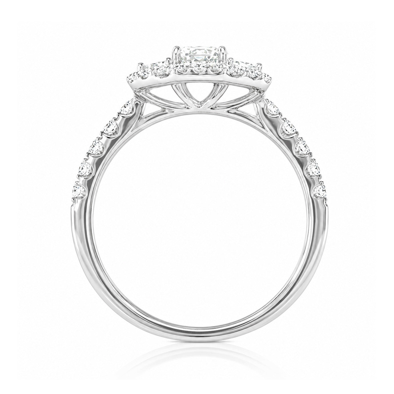 天然ダイヤモンドリング 1.041ct Oval 18KWG 横画像
