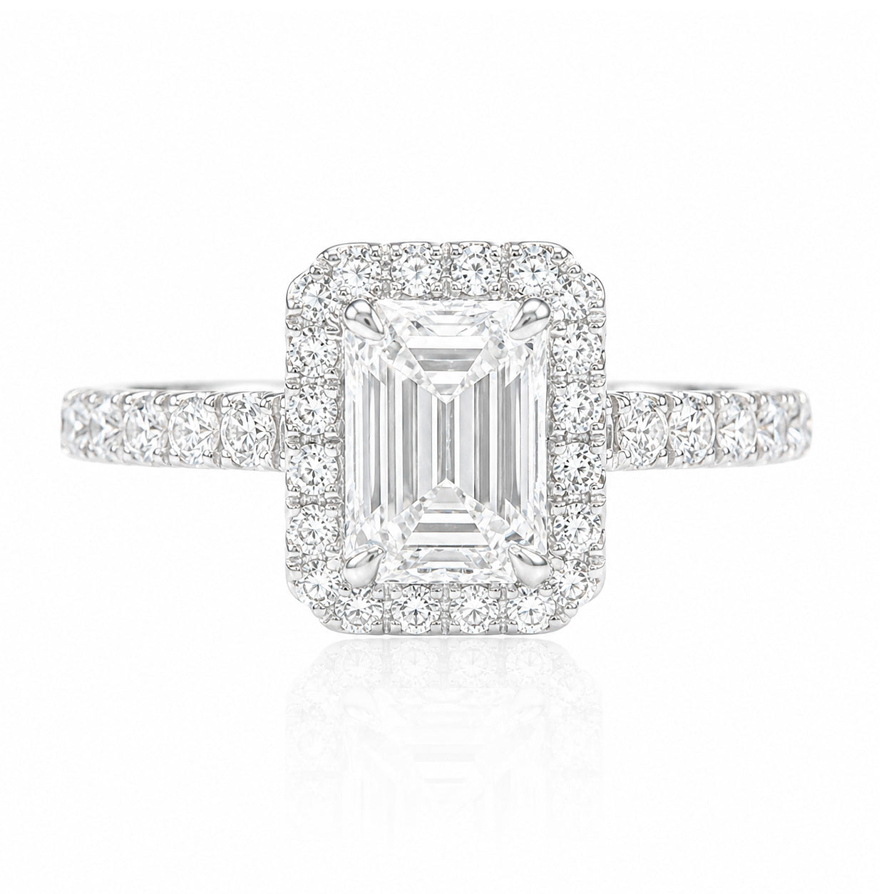 天然ダイヤモンドリング 1.073ct Emerald 18KWG 画像