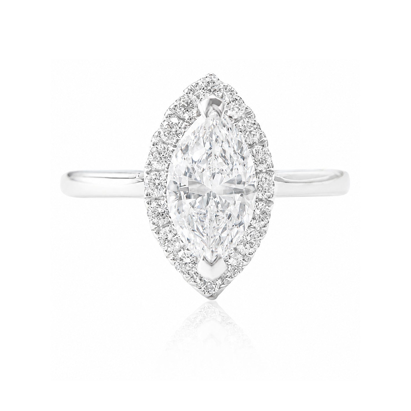 天然ダイヤモンドリング 1.099ct Marquise 18KWG 画像