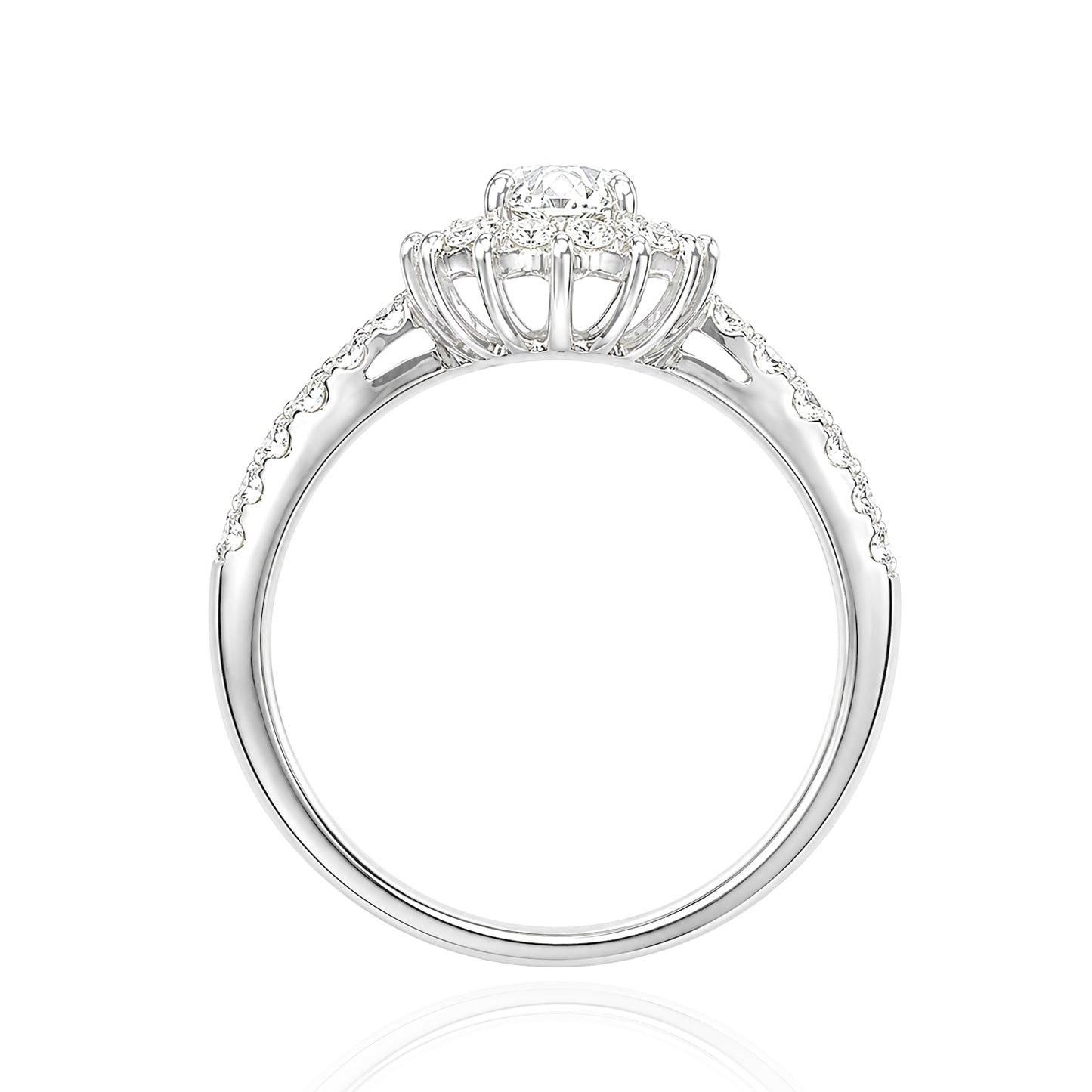 天然ダイヤモンドリング 1.144ct Oval 18KWG 横画像