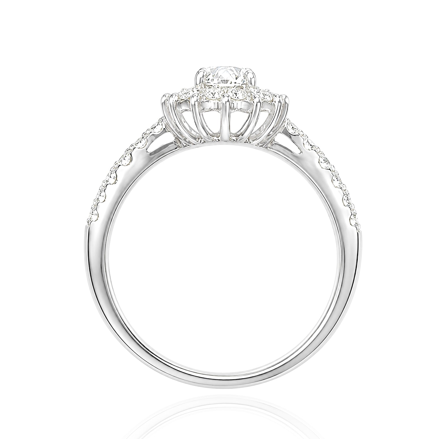 天然ダイヤモンドリング 1.144ct Oval 18KWG 横画像