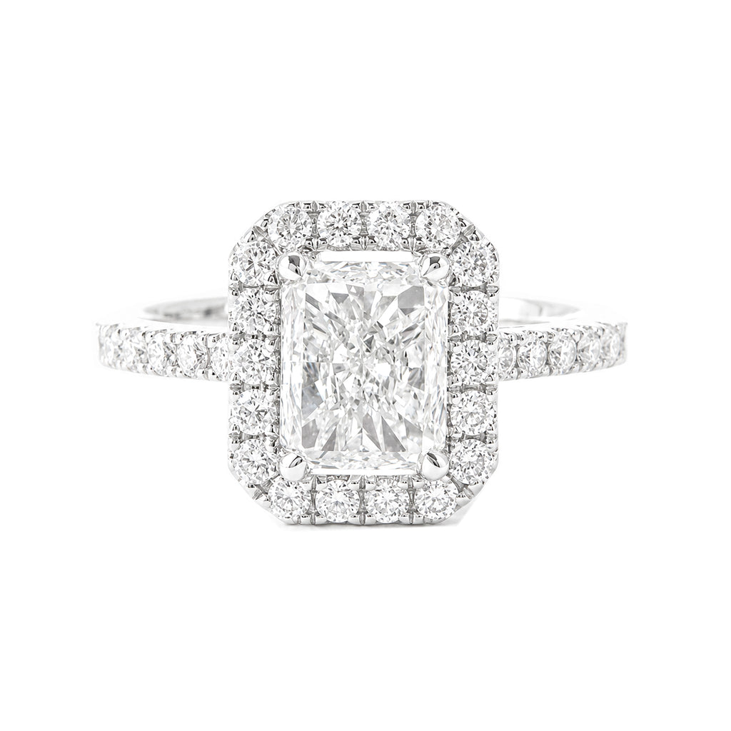 18KWG Colorless D Natural Diamond Ring 1.23ct Radiant Cut