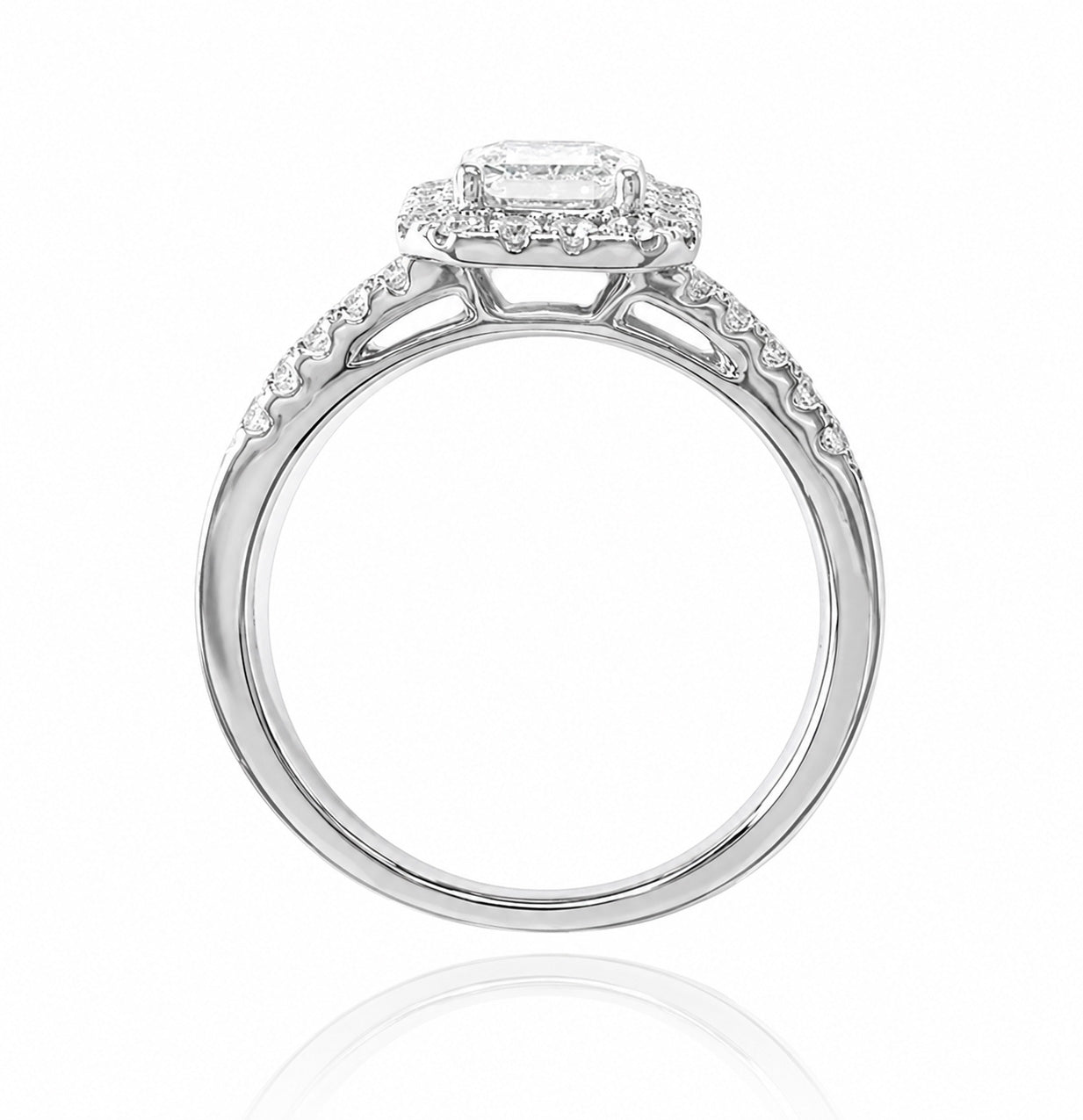 天然ダイヤモンドリング 1.23ct Radiant 18KWG 横画像