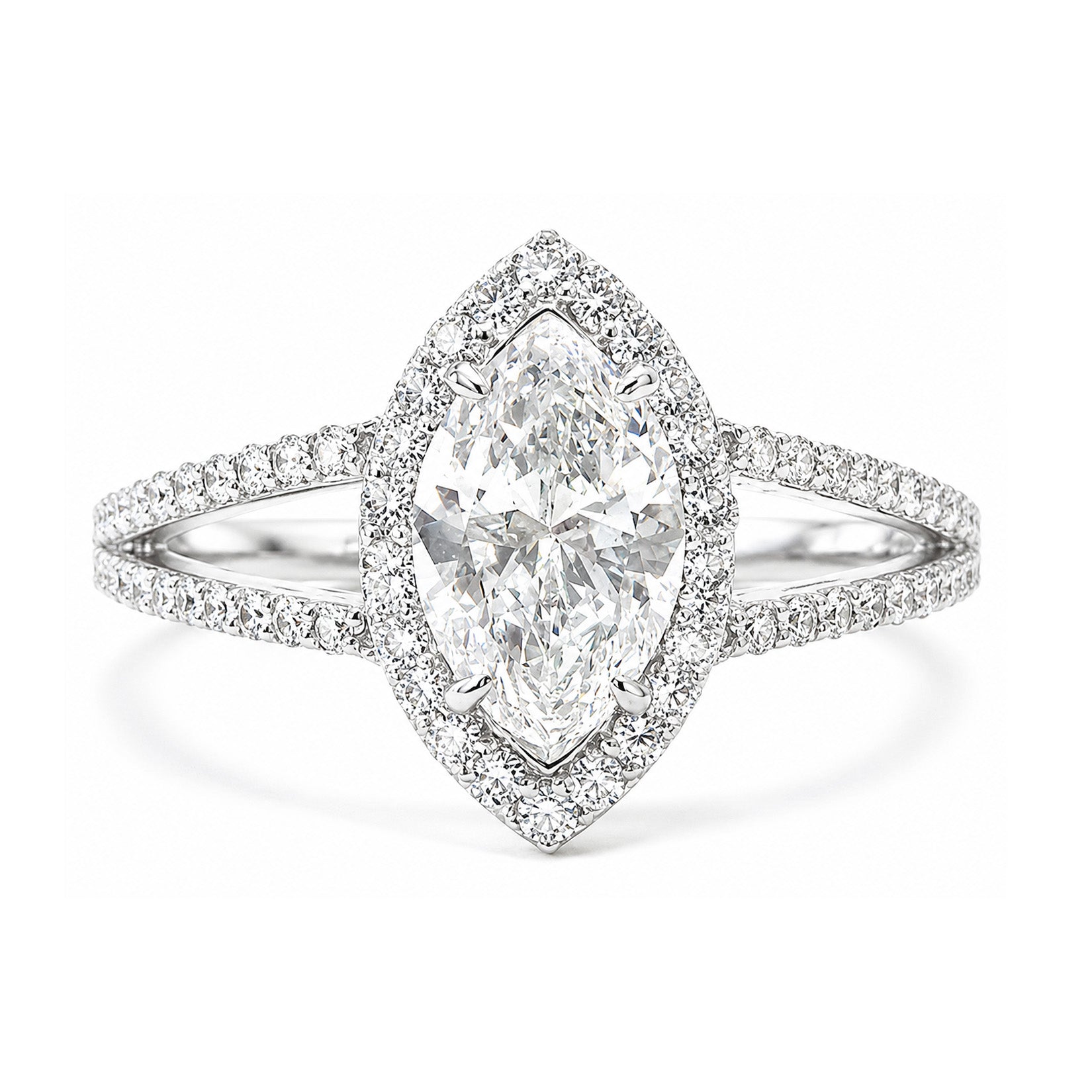 天然ダイヤモンドリング 1.317ct Marquise 18KWG 画像