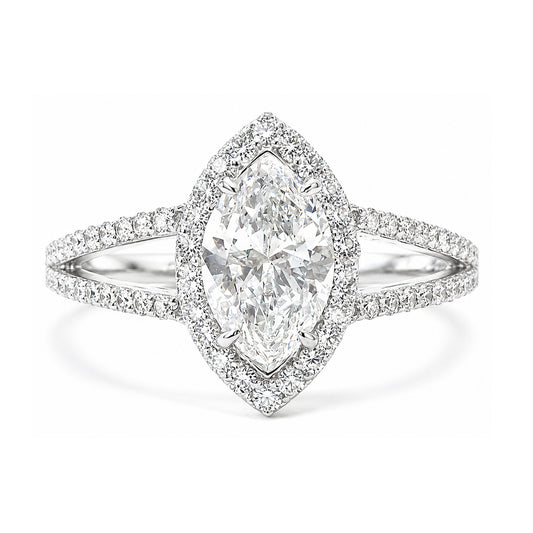 天然ダイヤモンドリング 1.317ct Marquise 18KWG 画像