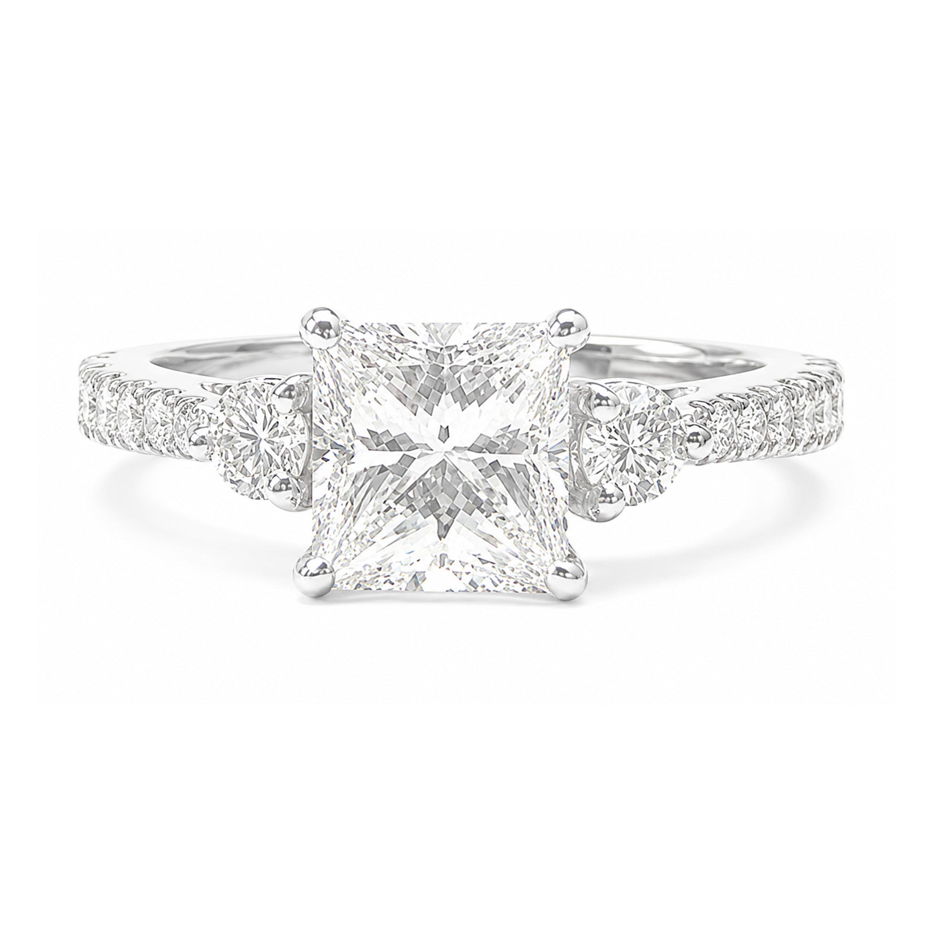 天然ダイヤモンドリング 1.32ct Princess 18KWG 画像