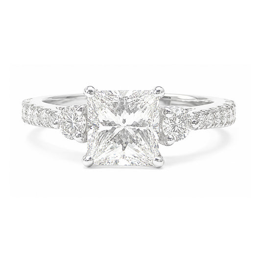 天然ダイヤモンドリング 1.32ct Princess 18KWG 画像