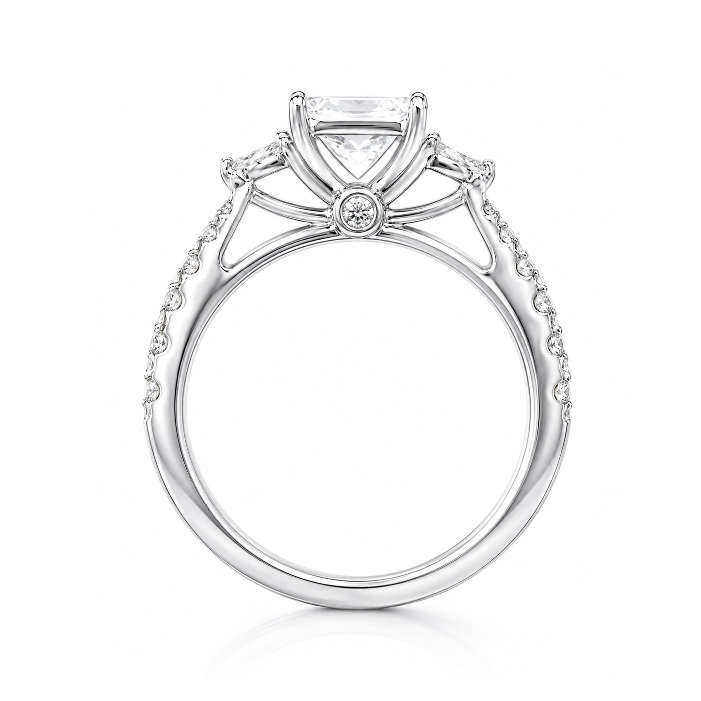 天然ダイヤモンドリング 1.32ct Princess 18KWG 横画像