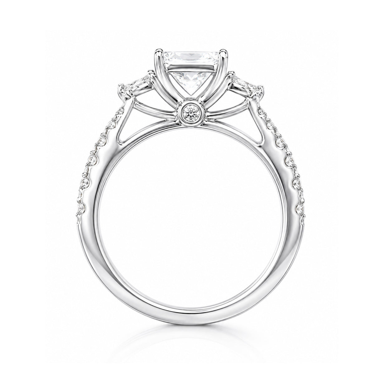 天然ダイヤモンドリング 1.32ct Princess 18KWG 横画像