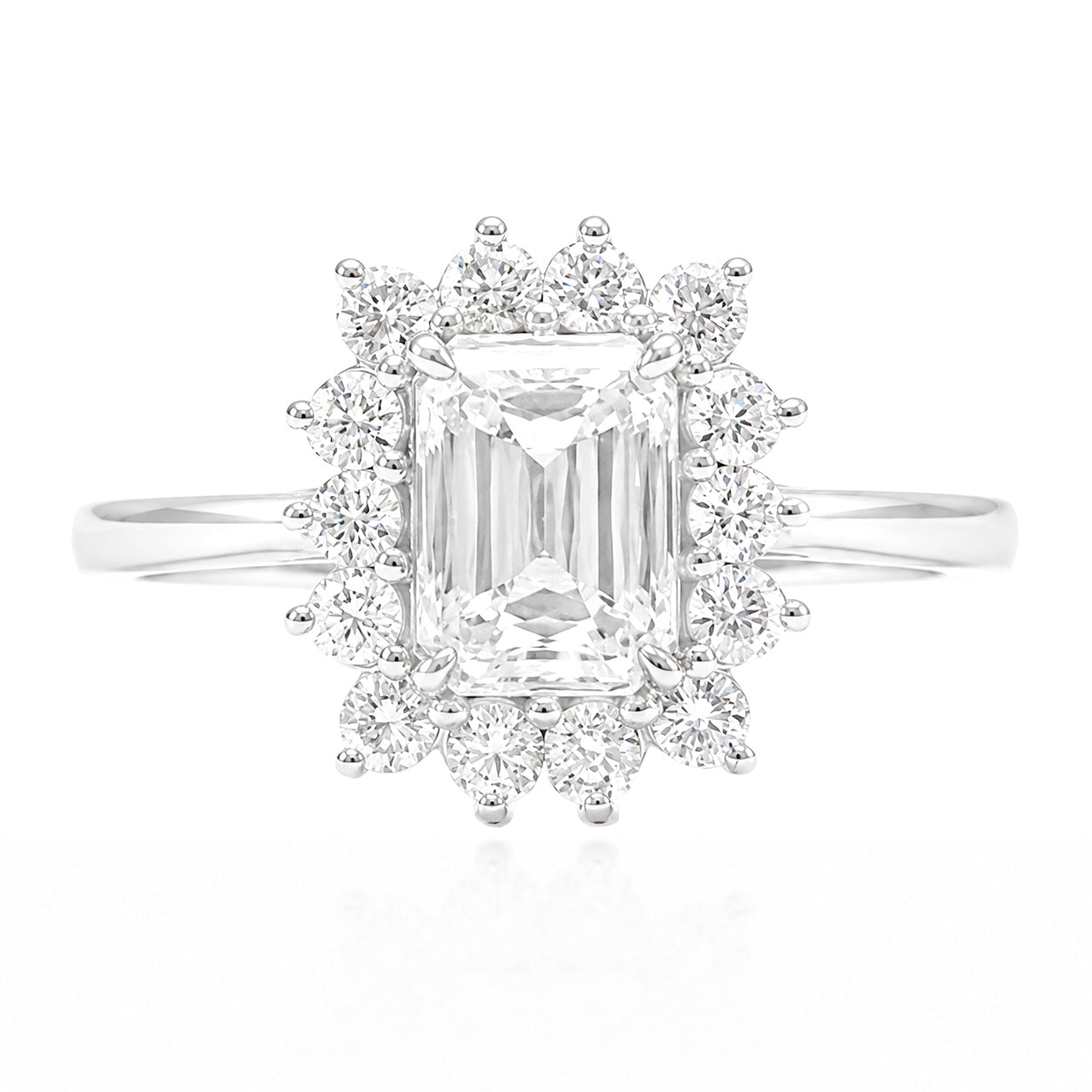 天然ダイヤモンドリング 1.35ct Emerald 18KWG 画像