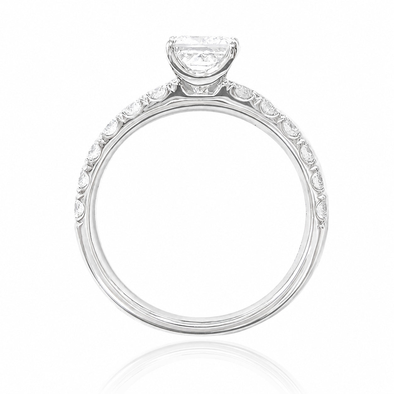 天然ダイヤモンドリング 1.361ct Princess 18KWG 横画像