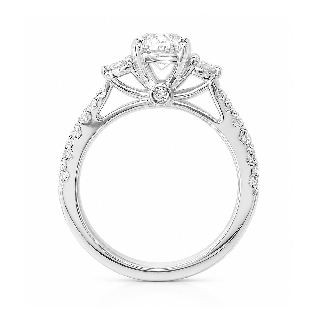 天然ダイヤモンドリング 1.374ct Oval 18KWG 横画像