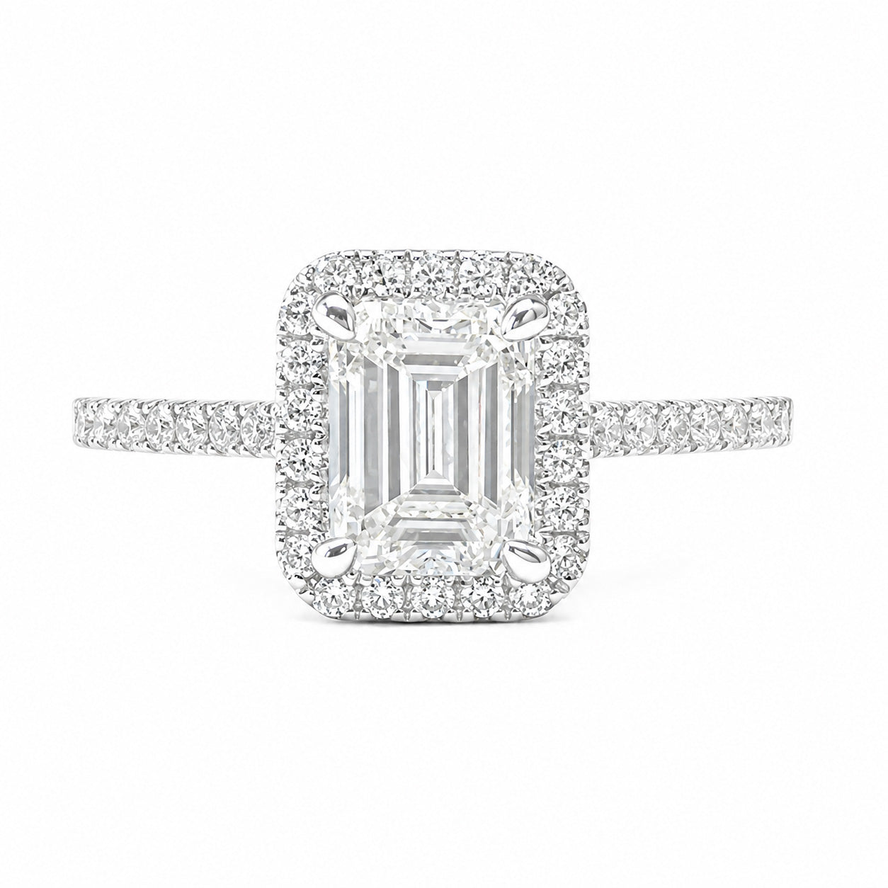天然ダイヤモンドリング 1.429ct Emerald 18KWG 画像