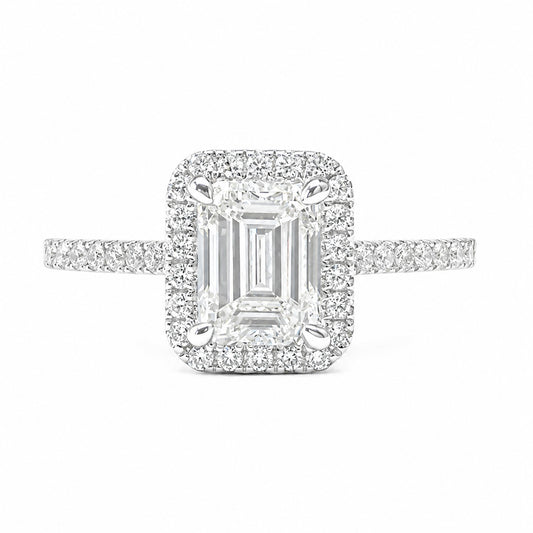 天然ダイヤモンドリング 1.429ct Emerald 18KWG 画像