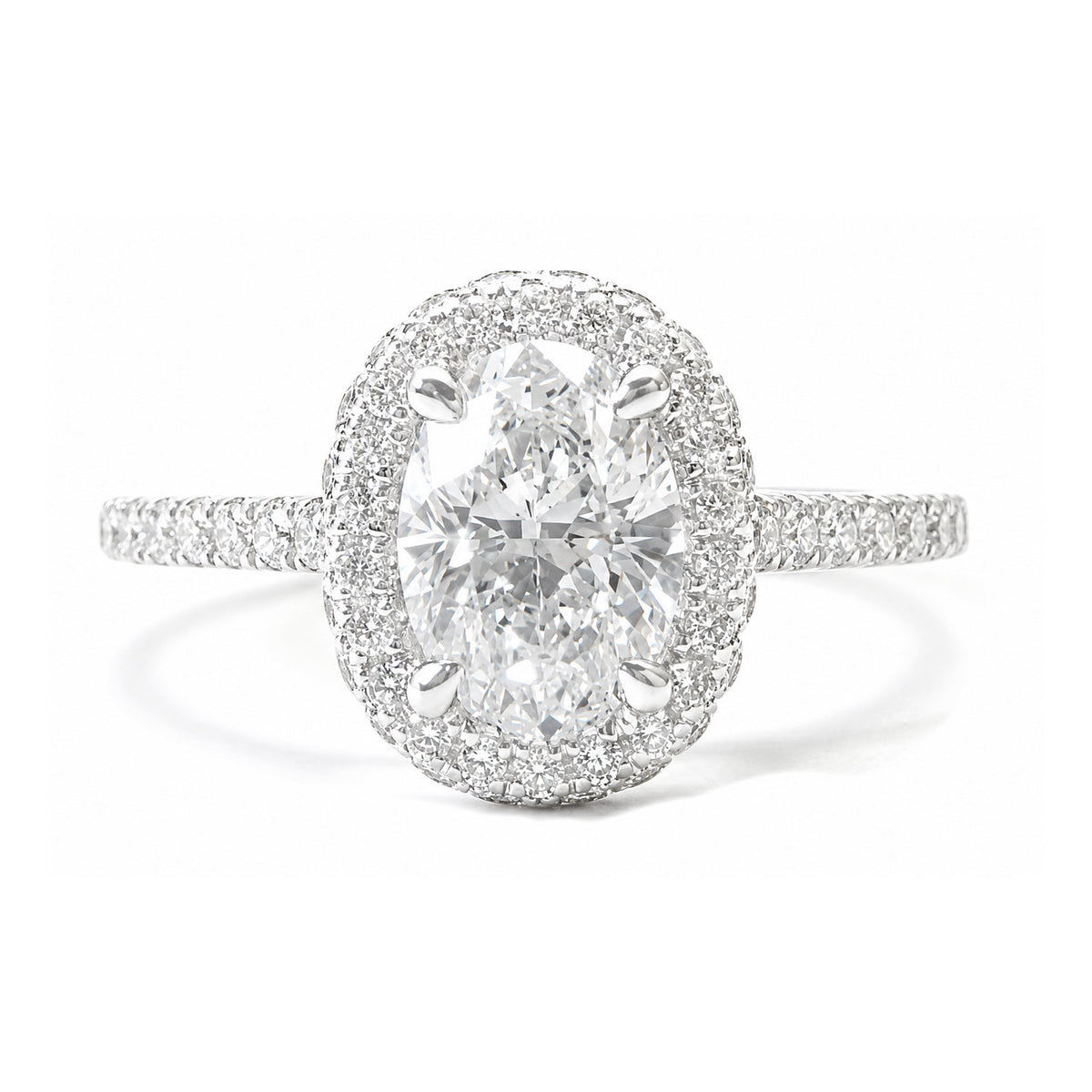 天然ダイヤモンドリング 1.438ct Oval 18KWG 画像