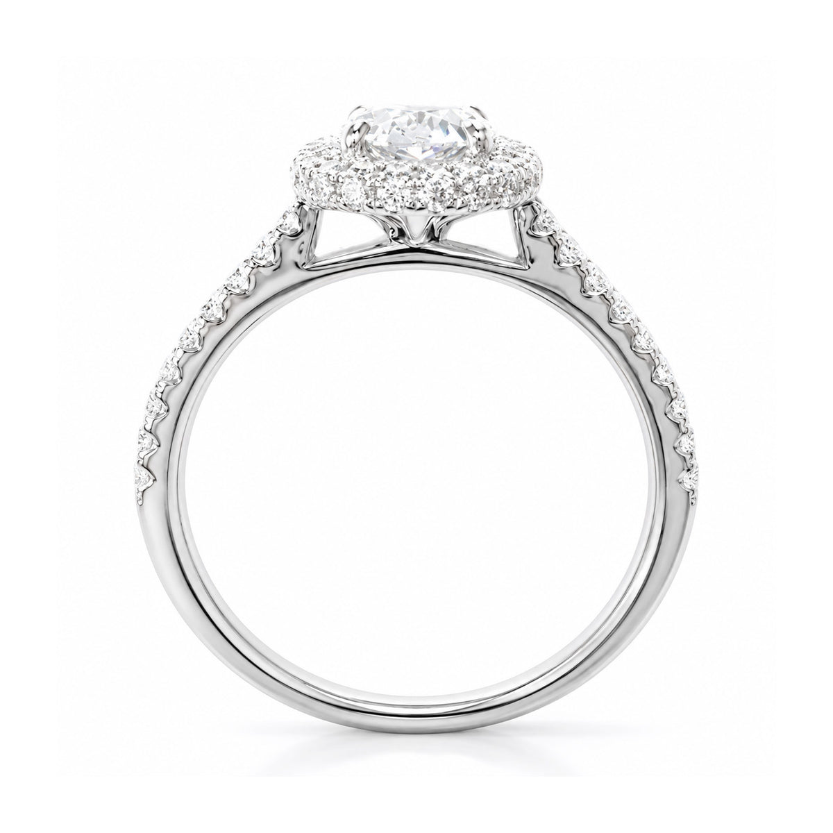 天然ダイヤモンドリング 1.438ct Oval 18KWG 横画像