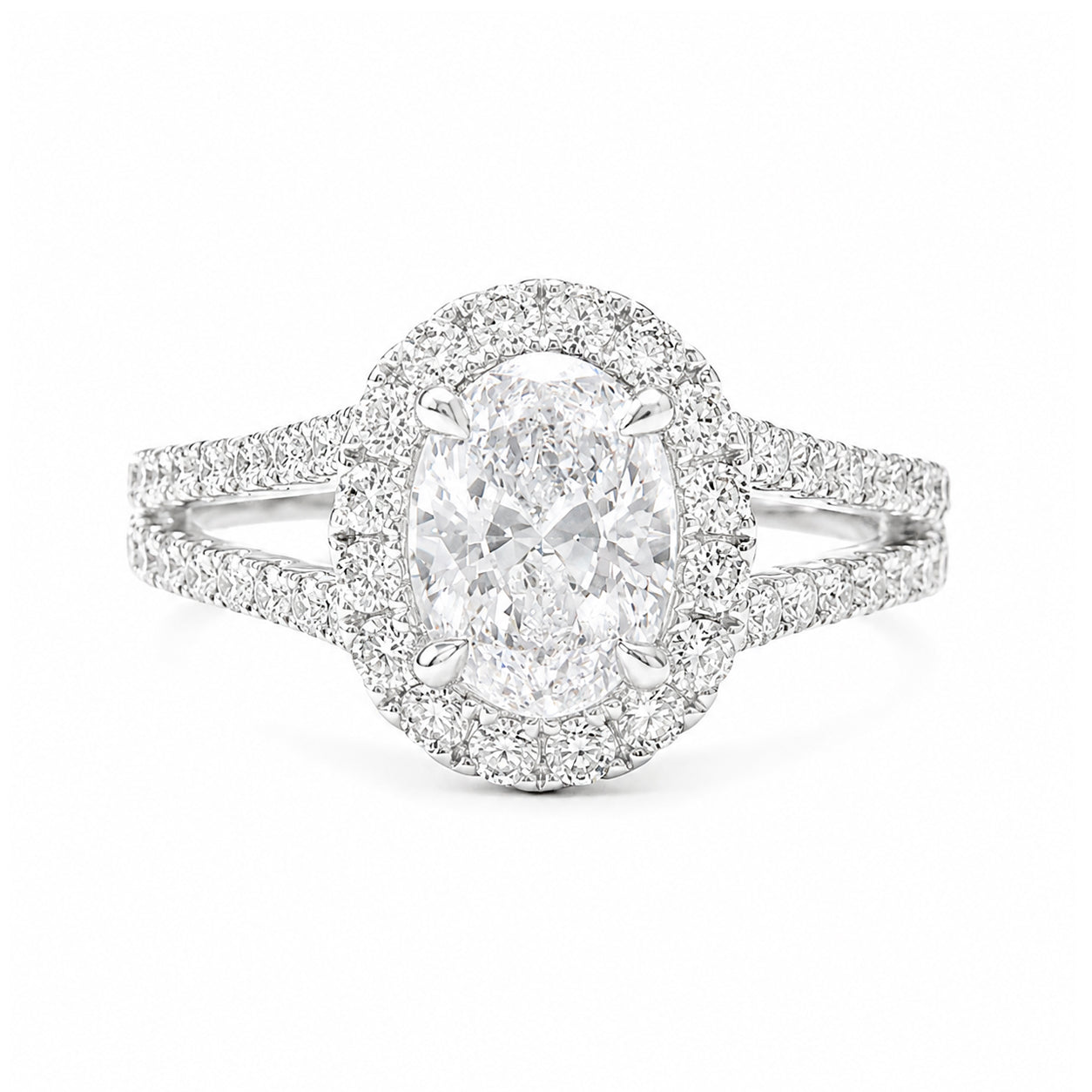 天然ダイヤモンドリング 1.5ct Oval 18KWG 画像
