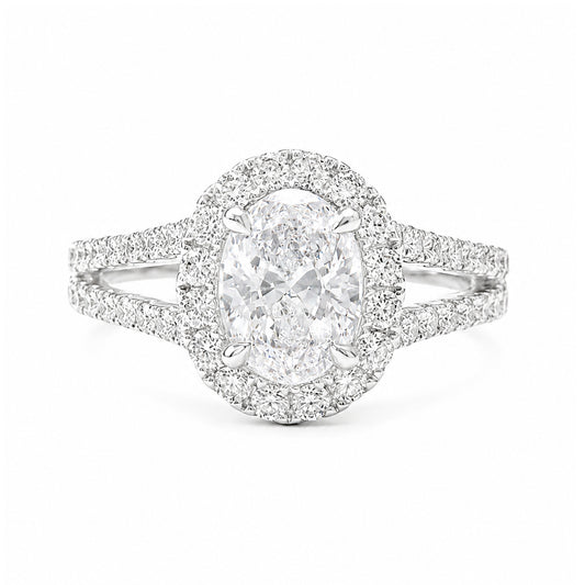天然ダイヤモンドリング 1.5ct Oval 18KWG 画像