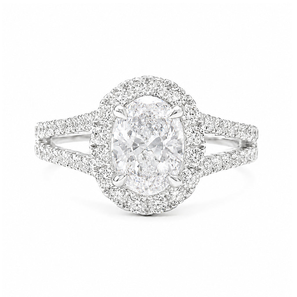 18KWG 無色D 天然ダイヤモンドリング 1.5ct オーバルカット