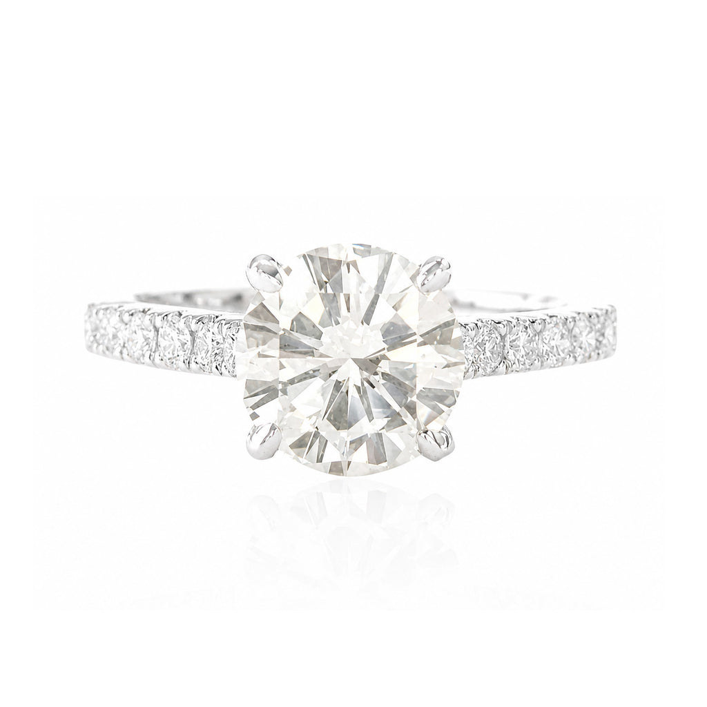 18KWG フェイントイエロー 天然ダイヤモンドリング 1.611ct ラウンドカット