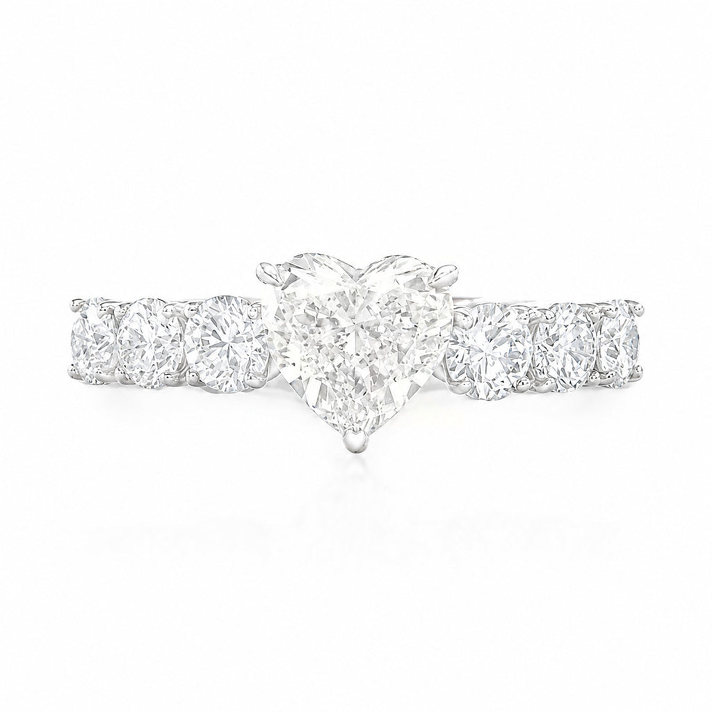 18KWG Near Colorless I Natural Diamond Ring 1.777ct Heart Cut