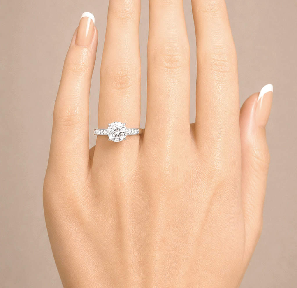 PT900 無色D 天然ダイヤモンドリング 1.8ct ラウンドカット