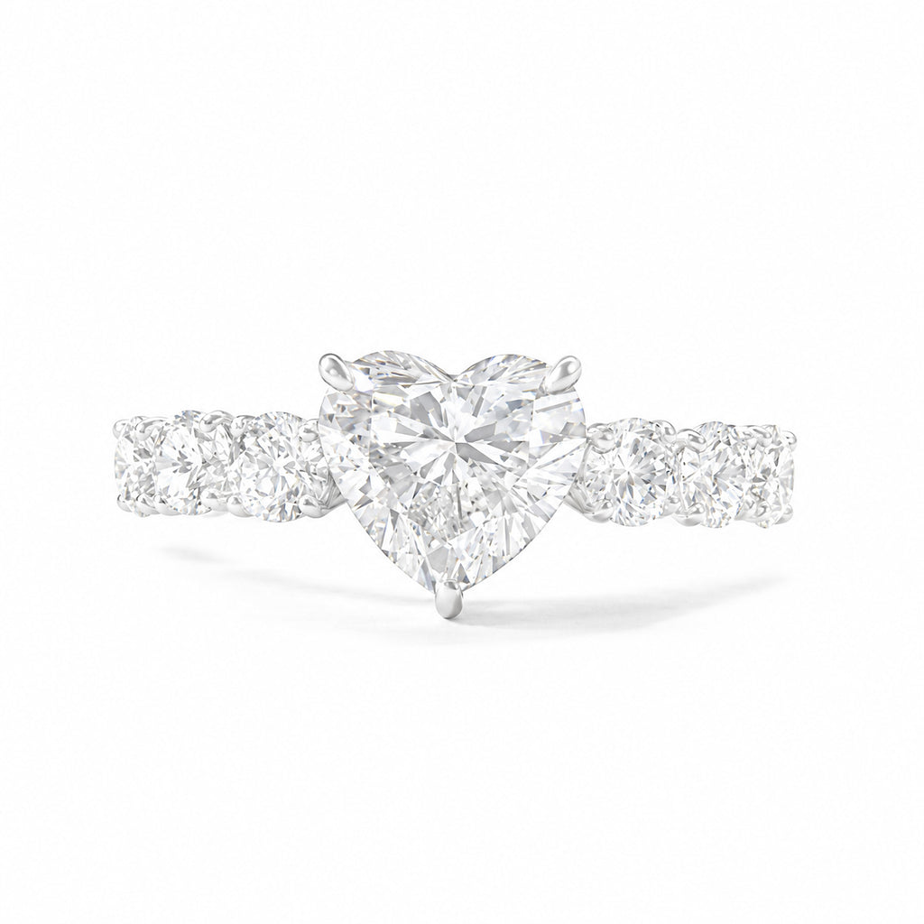 18KWG Near Colorless I Natural Diamond Ring 2.511ct Heart Cut