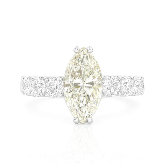 天然ダイヤモンドリング 2.852ct Marquise 18KWG 画像