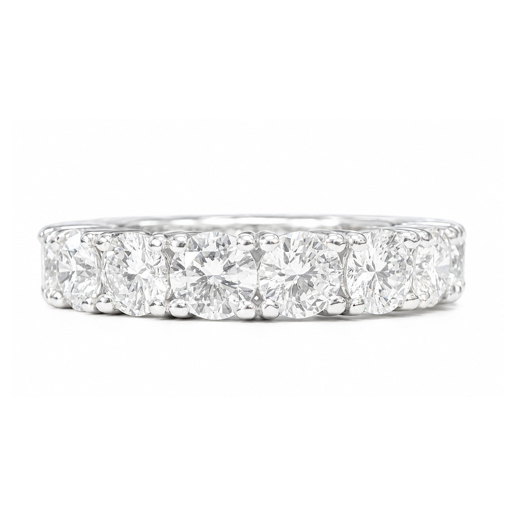 18KWG ラウンドカット ほぼ無色G-H 天然ダイヤモンドエタニティリング 3.83ct