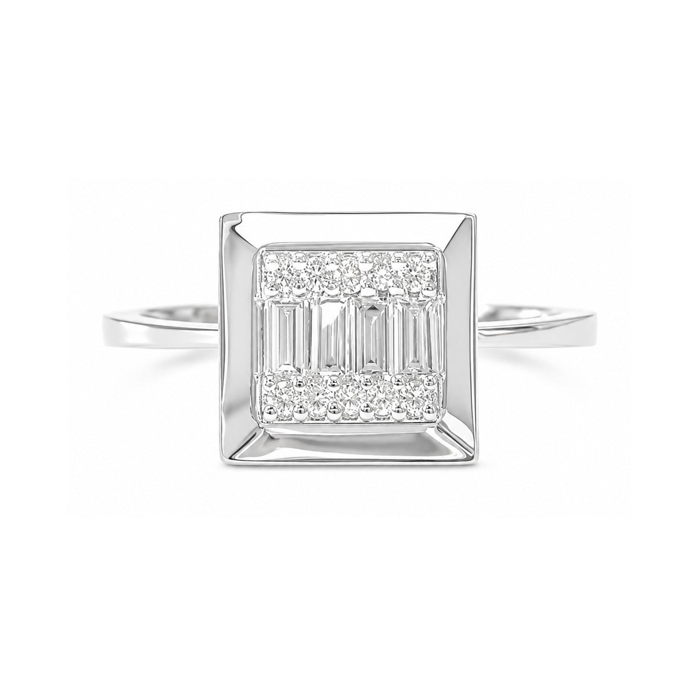 天然ダイヤモンドリング バゲット 0.25ct 18KWG 画像