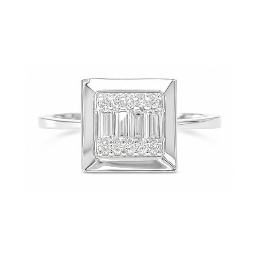 天然ダイヤモンドリング バゲット 0.25ct 18KWG 画像
