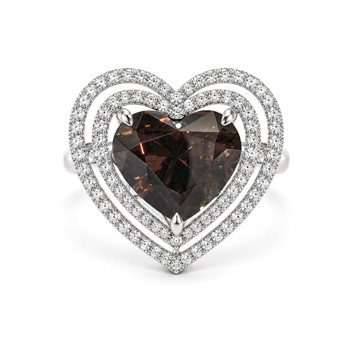 天然ダイヤモンドリング Brown 5.985ct Heart 18KWG 画像