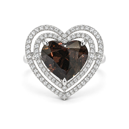 天然ダイヤモンドリング Brown 5.985ct Heart 18KWG 画像