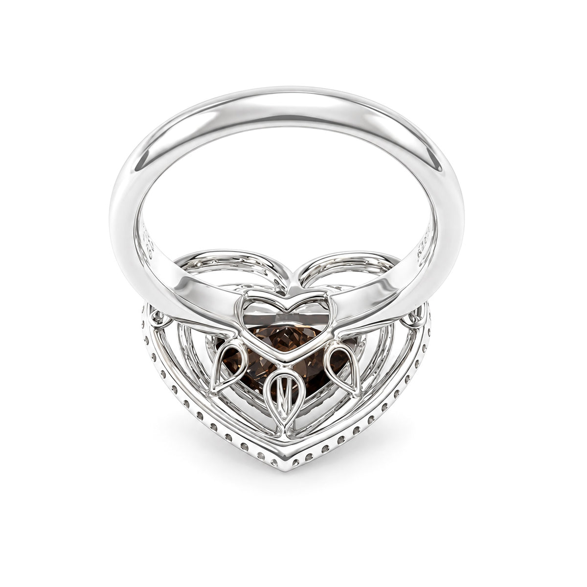 天然ダイヤモンドリング Brown 5.985ct Heart 18KWG 横画像