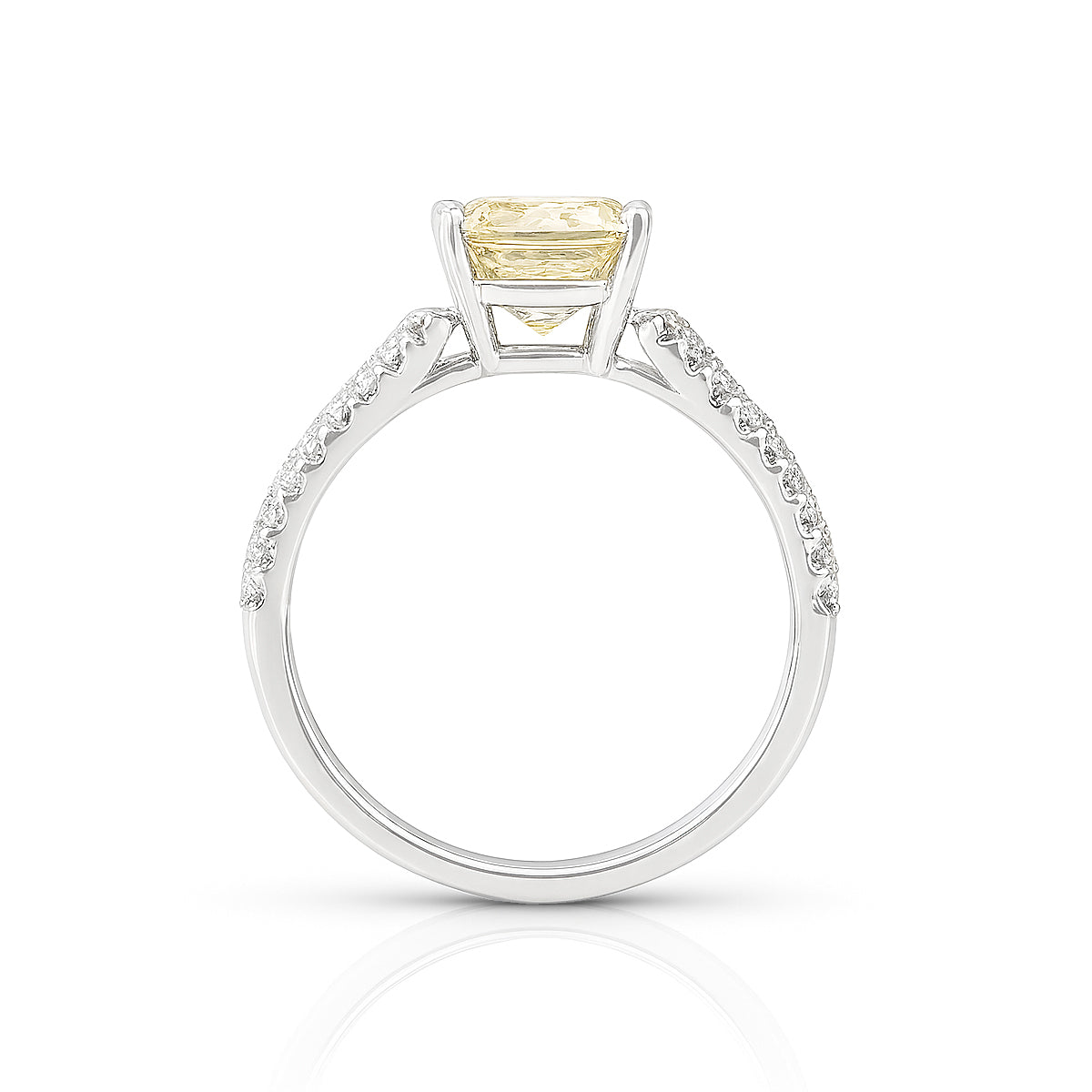 天然ダイヤモンドリング フェイントブラウン ラディアント SI1 2.368ct 横画像