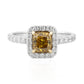 天然ダイヤモンドリング Dark Brownish Green Yellow 0.953ct VS2 Cushion 画像