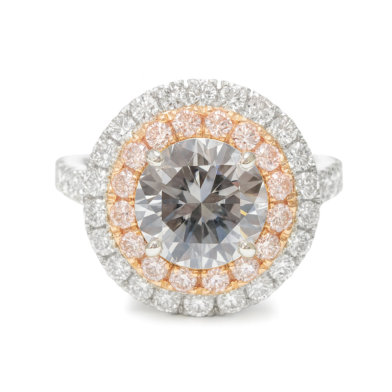 天然ダイヤモンドリング ファンシーダークブルーグレー ラウンド SI1 3.3ct 画像