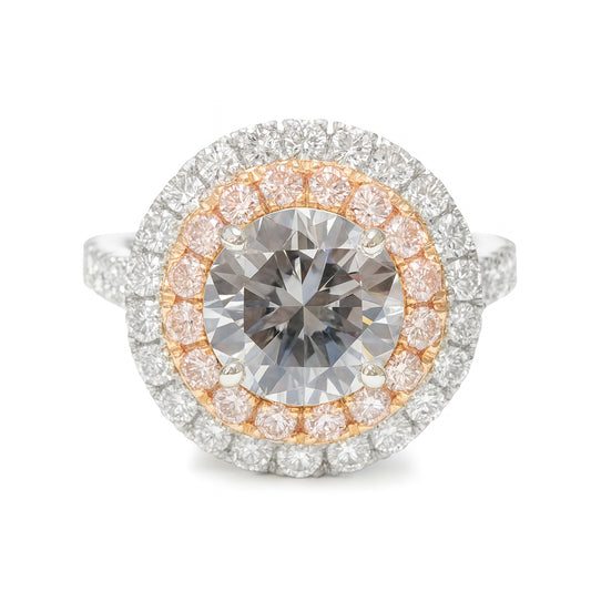 天然ダイヤモンドリング ファンシーダークブルーグレー ラウンド SI1 3.3ct 画像