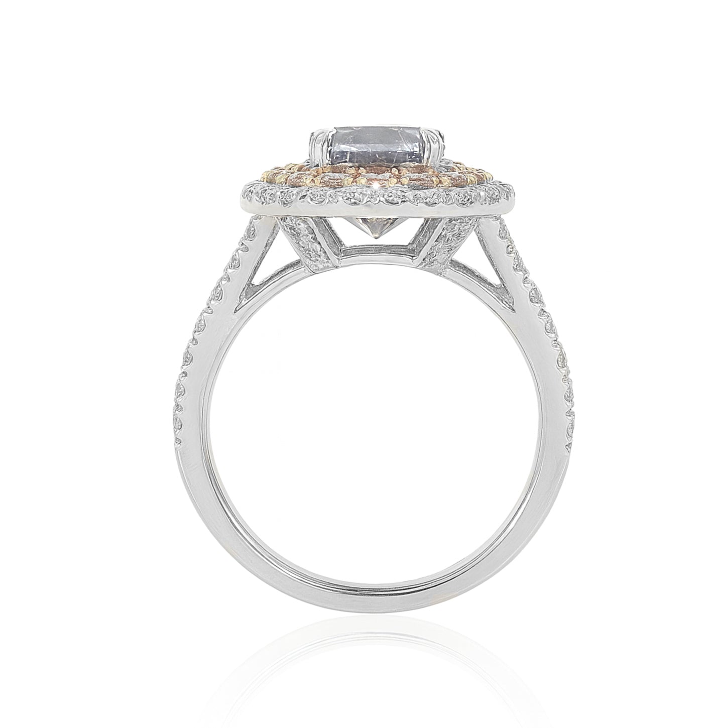 天然ダイヤモンドリング ファンシーダークブルーグレー ラウンド SI1 3.3ct 横画像