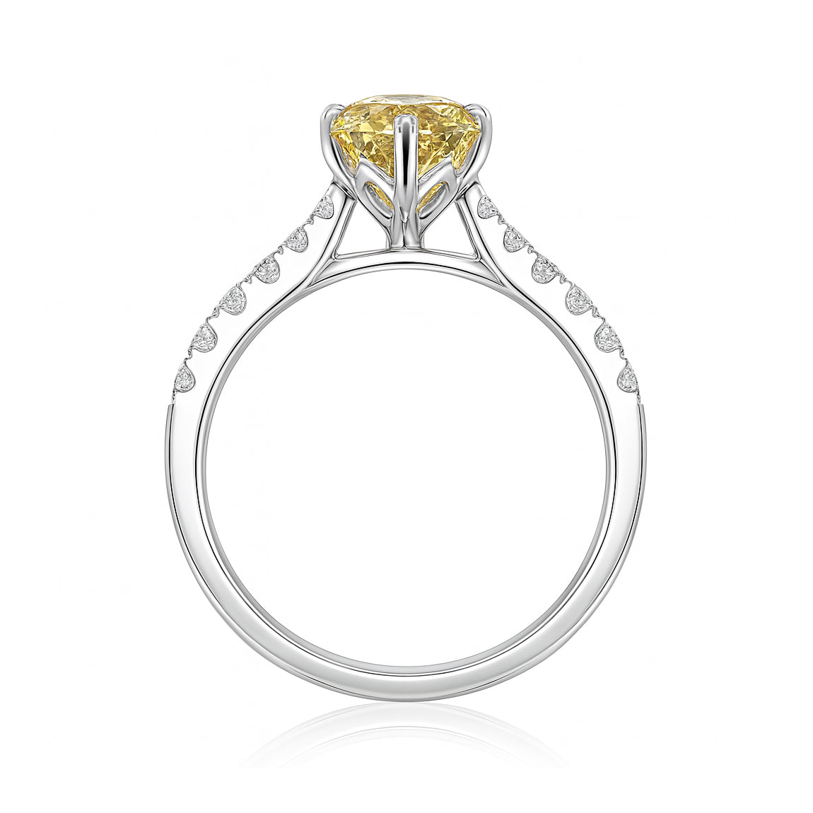 天然ダイヤモンドリング ファンシーディープイエロー クッション SI2 1.264ct 横画像