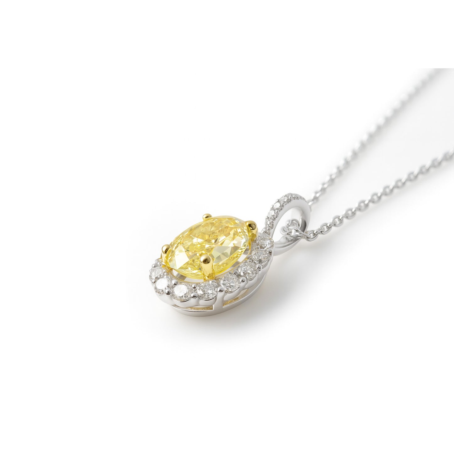 天然ダイヤモンドリング ファンシーインテンスイエロー オーバル SI2 1.374ct 横画像