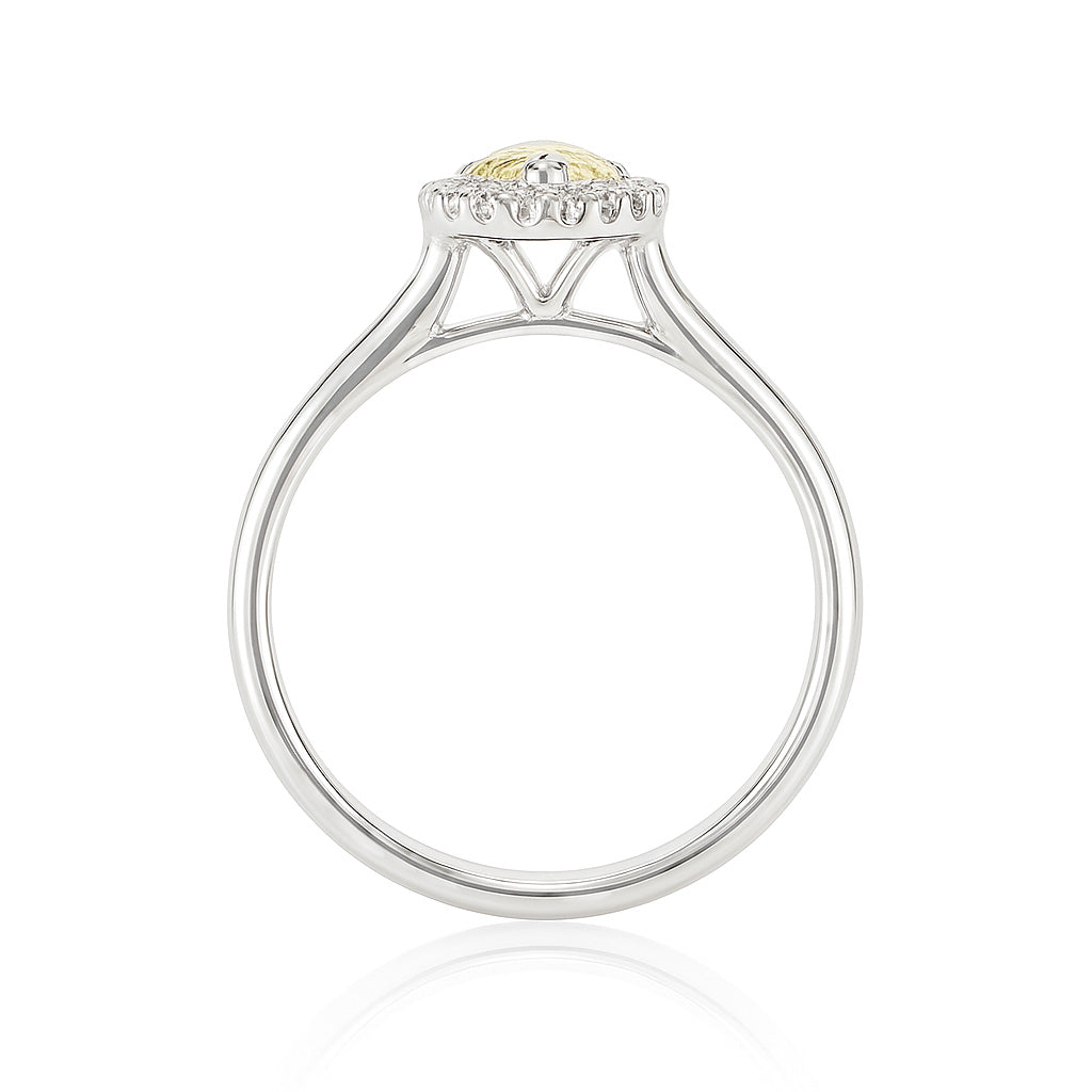 天然ダイヤモンドリング ファンシーイエロー マーキス SI2 0.844ct 横画像