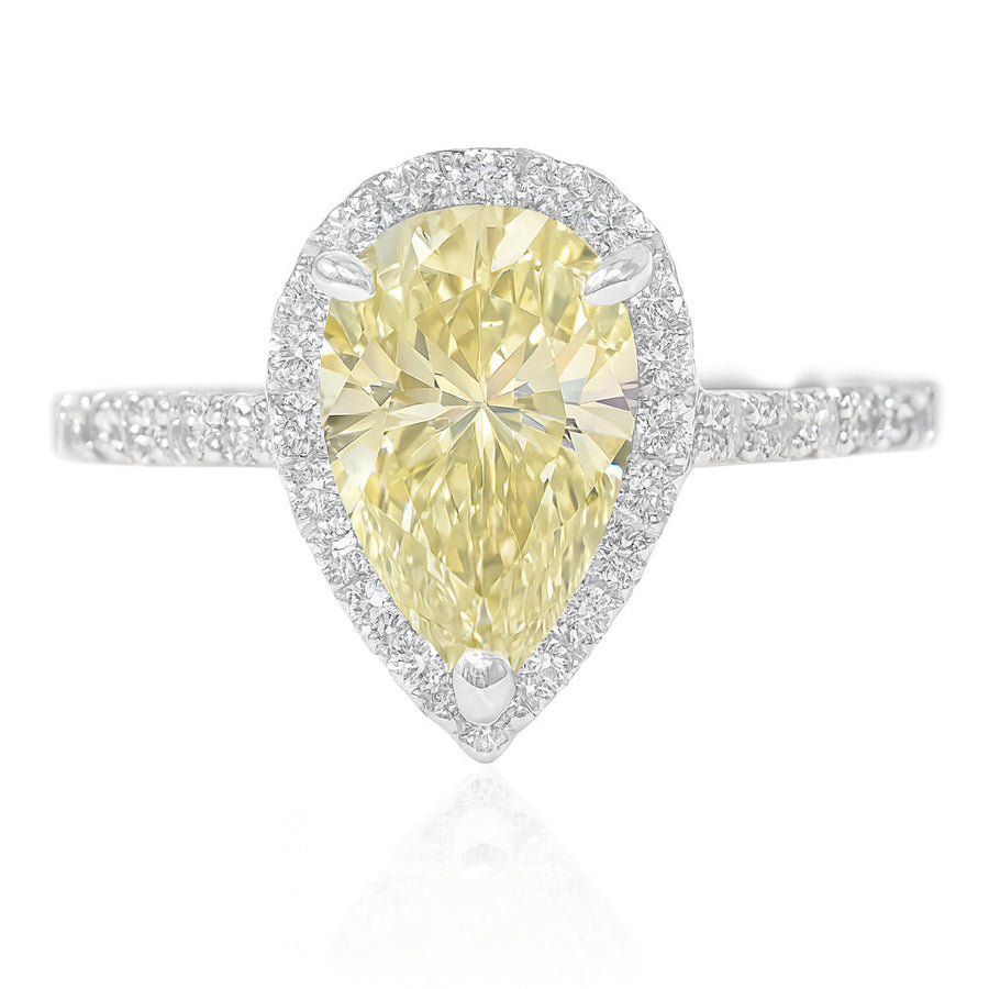 PT900 イエローダイヤモンドリング 1.409ct Fancy Yellow VS1 ペア 