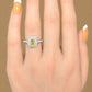 天然ダイヤモンドリング Green Yellow 1.027ct Radiant 18KWG 着用