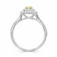 天然ダイヤモンドリング Green Yellow 1.027ct Radiant 18KWG 横画像
